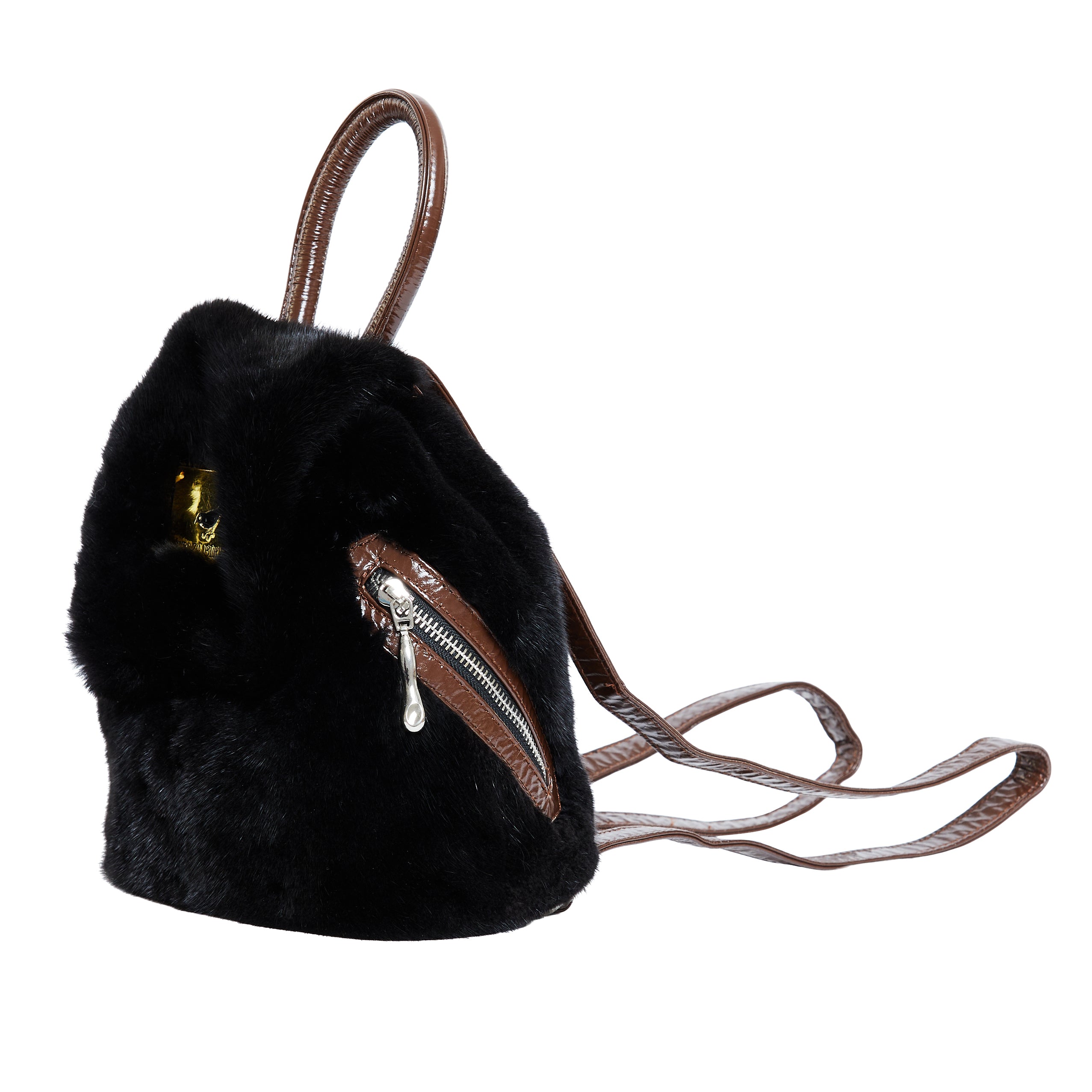 Real Mink Backpack Black