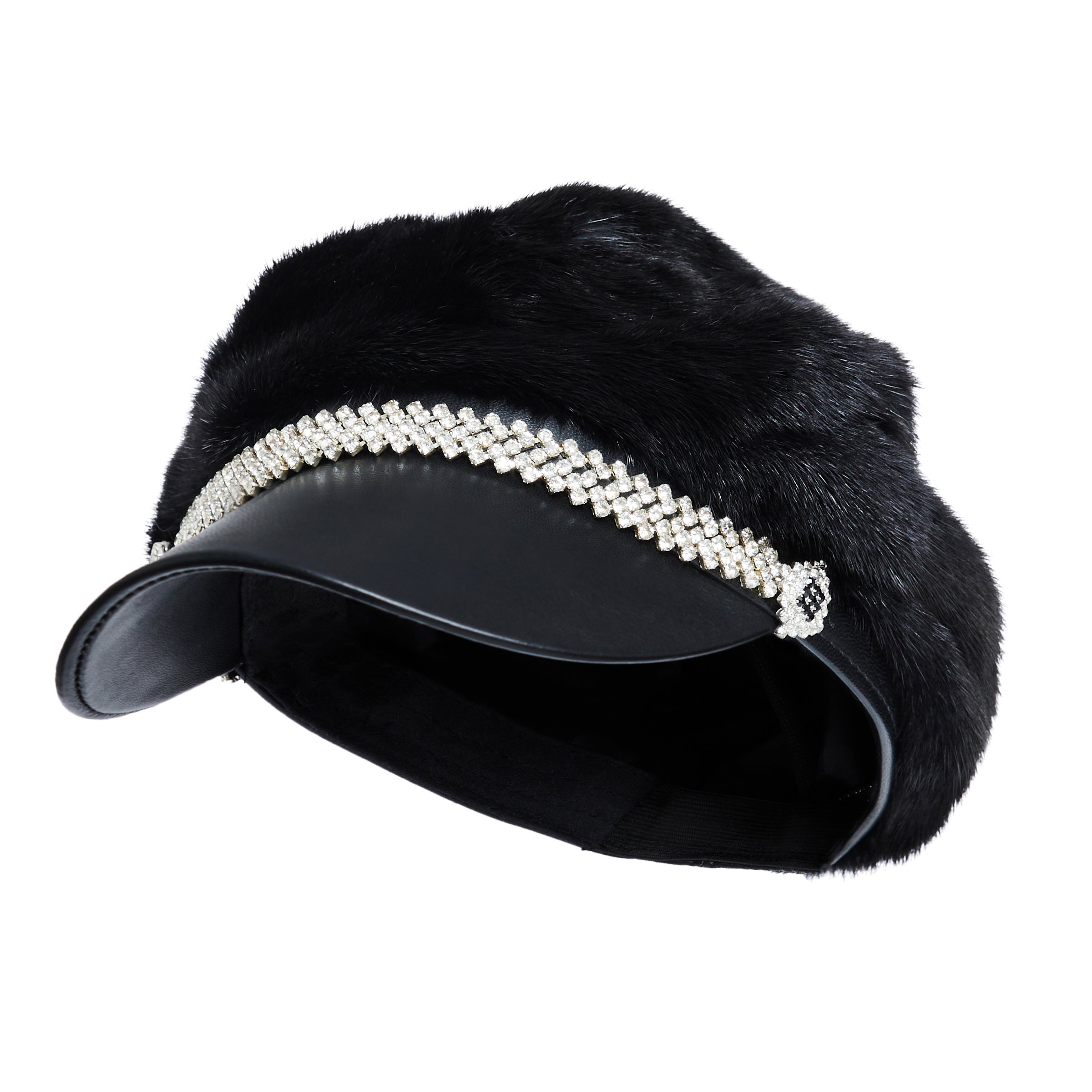 Black Real Mink Cap