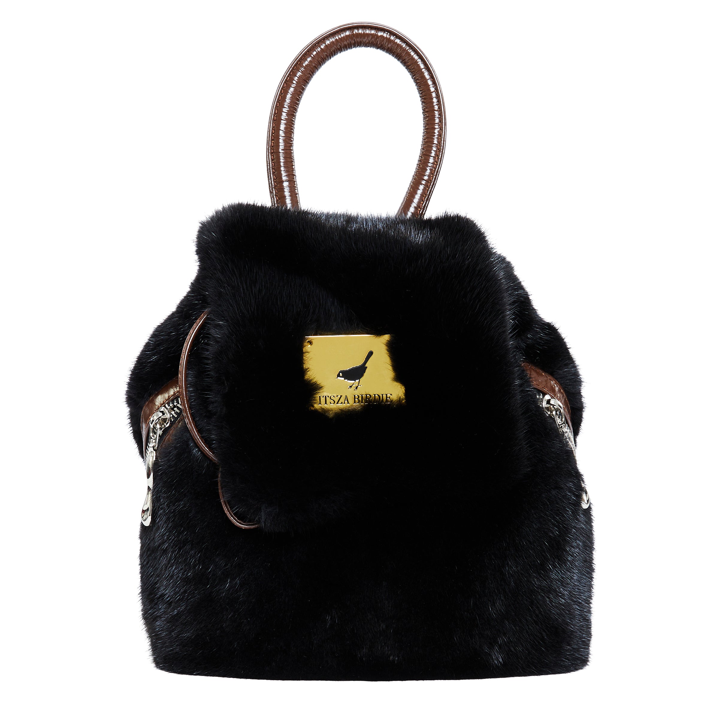 Real Mink Backpack Black